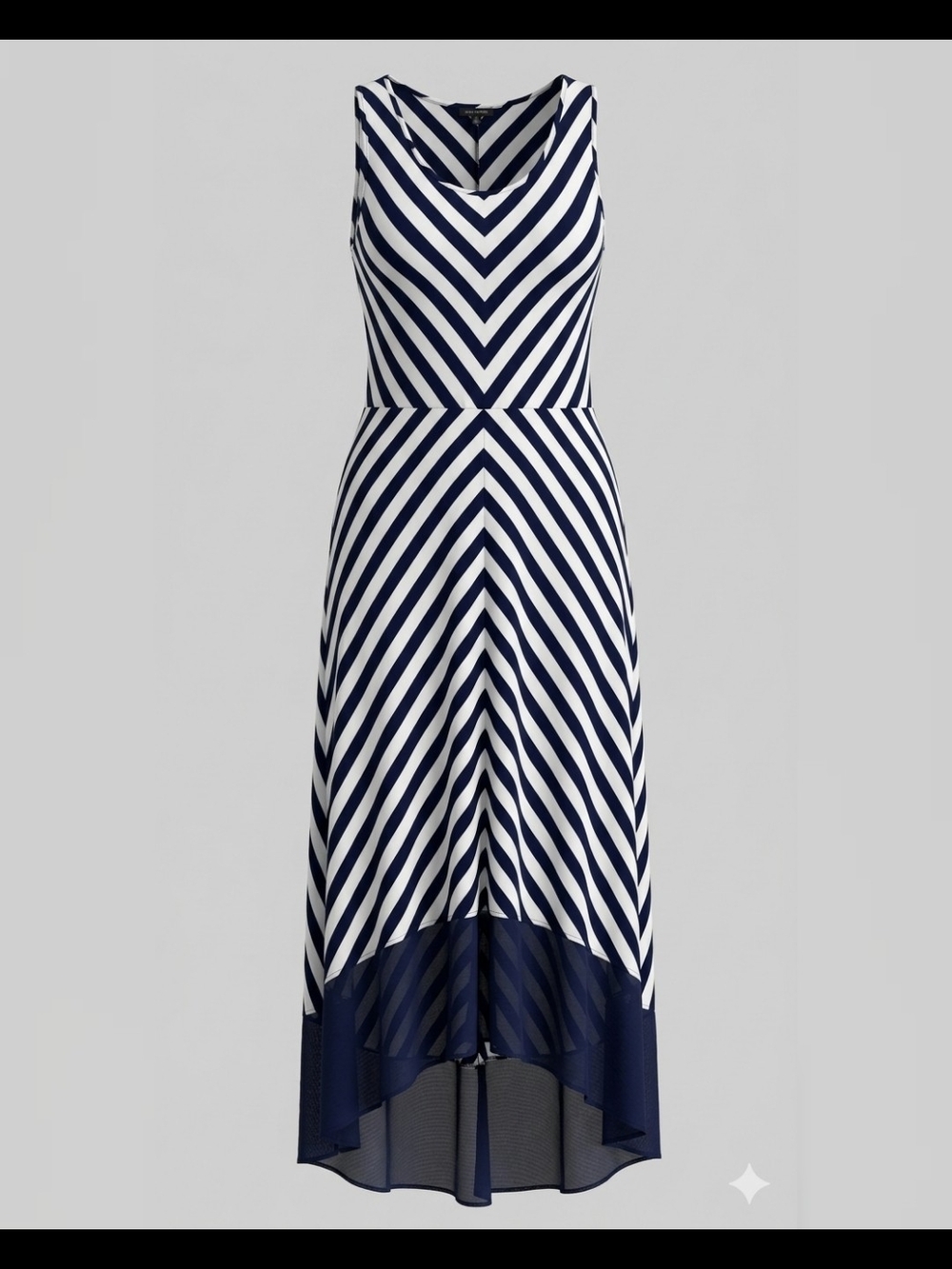The Limited Navy and White Chevron Hi-Low Dress